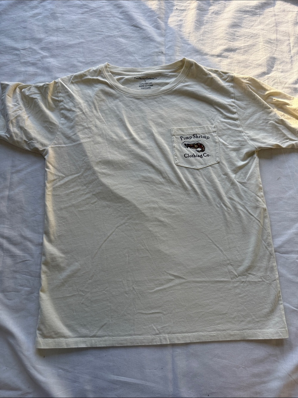 Pimp Shrimp Men's Cream Pocket T-Shirt